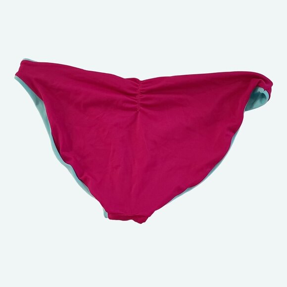 PilyQ Barcelona Women's Reversible Teeny Bikini‎ Bottoms Large Aqua & Pink - Picture 2 of 6